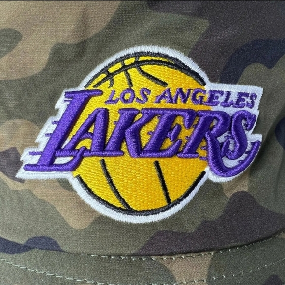 NBA Los Angeles Lakers Bucket Hat Boonie Cap Green Camo One Size - Picture 3 of 5